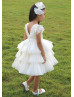 Feifei Sleeves Ivory Lace Tulle Tiered Flower Girl Dress Feifei Sleeves Ivory Lace Tulle Tiered Flower Girl Dress